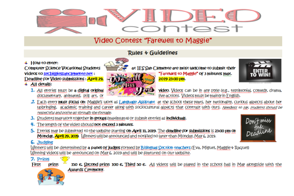 Video Contest “Farewell to Maggie”